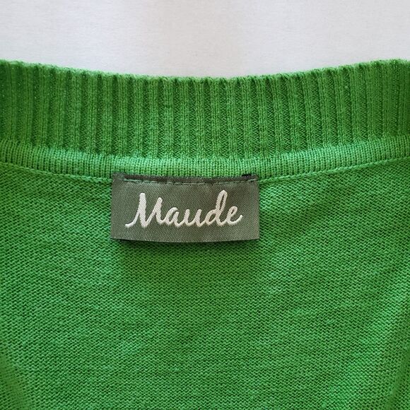 Boho Patterned Knit Fringe Sweater Vest Long Open-Front Maude Sz L Layer Hippie - Picture 7 of 9